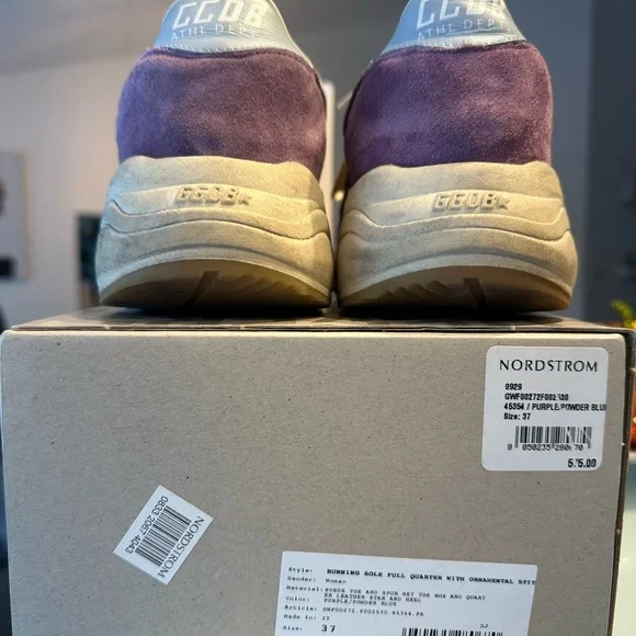 Golden Goose purple Lavender blue leather star “Running Shoe” size 7 - Picture 3 of 6